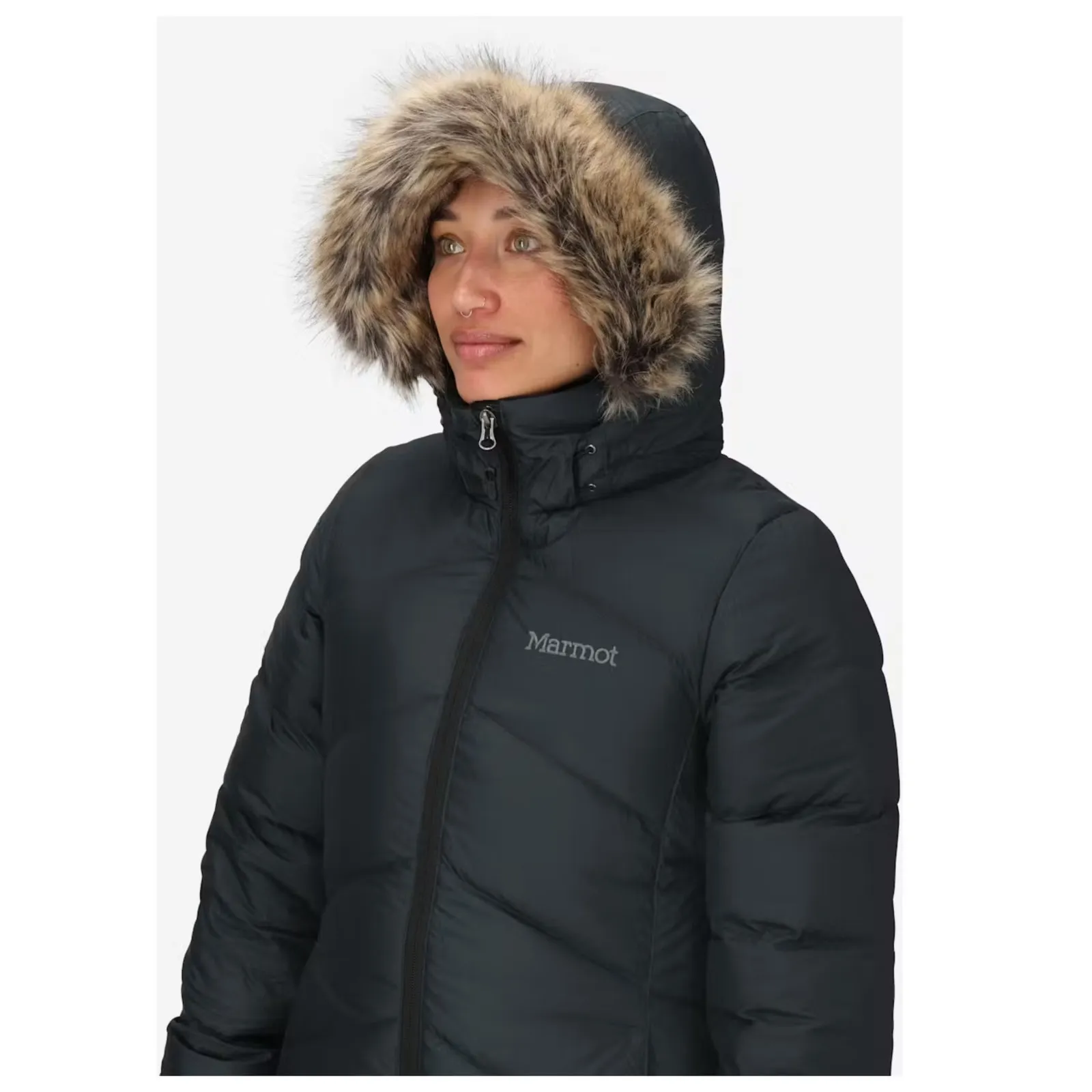 Marmot Montreaux 700 Fill Power Down Hooded Coat with Faux Fur Trim Size XL - Image 4