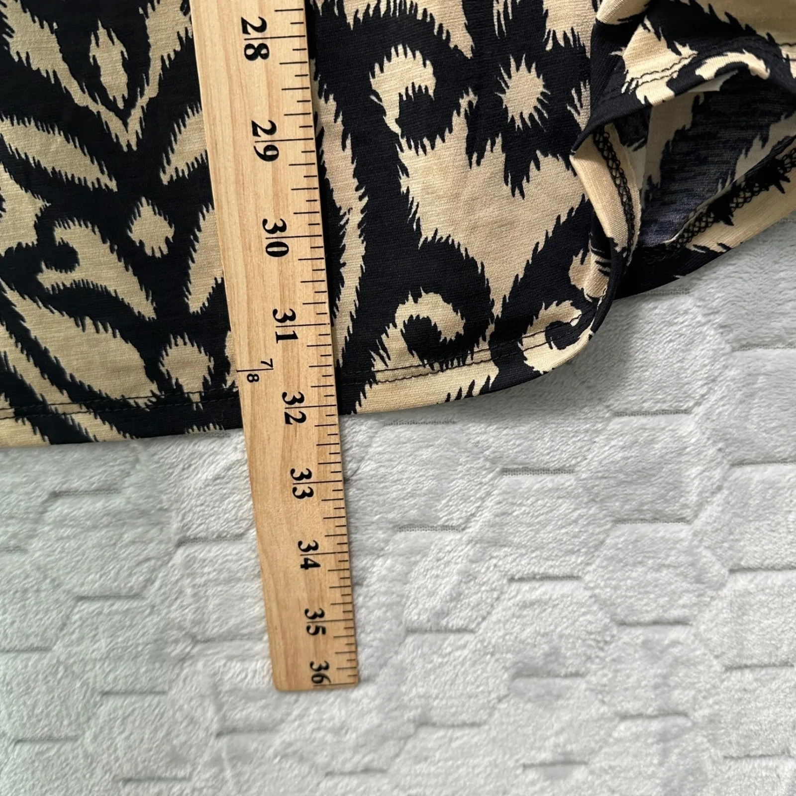 Cezanne Womens M Dress Black Tan Ikat Print Bell Sleeve Boho Chic Festival Retro Size M - Image 9