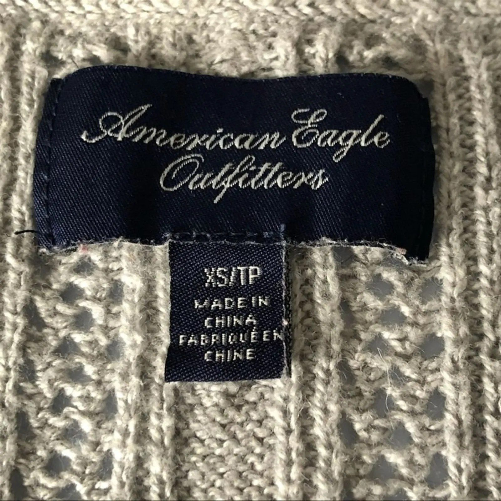 American Eagle XS Gray Crew Neck Sweater – ¾ Sleeve Button Cuff - Image 7