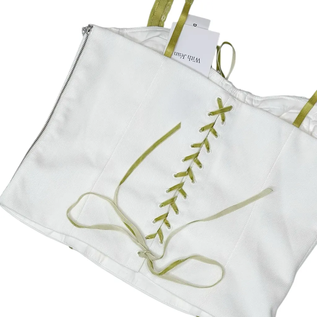 WITH JÉAN Ryder Corset, White/Green, XL - Image 9