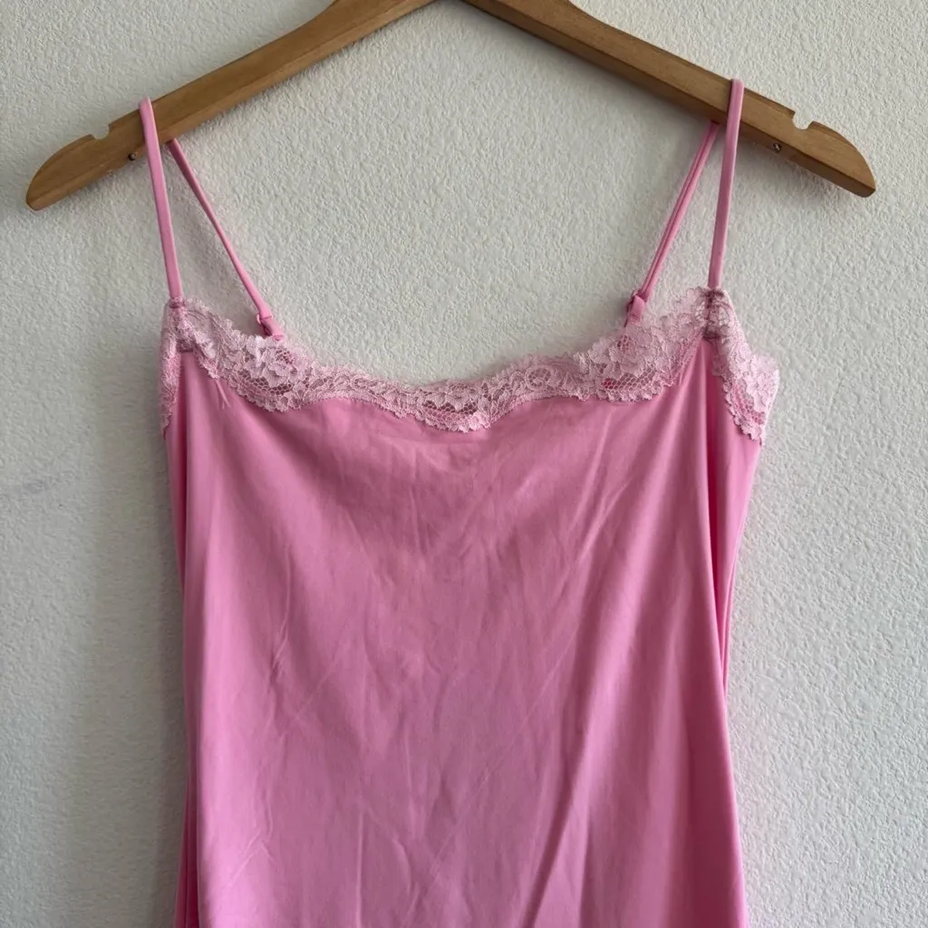 Skims Fits Everybody Lace Long Slip Dress in Bubblegum Tonal, Size Small - Image 6