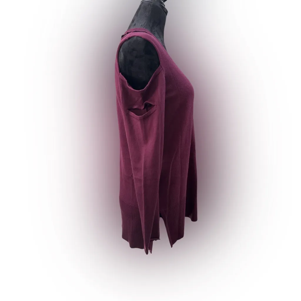 NWT Love Scarlett Cherry Wine Cold Shoulder V - Image 5