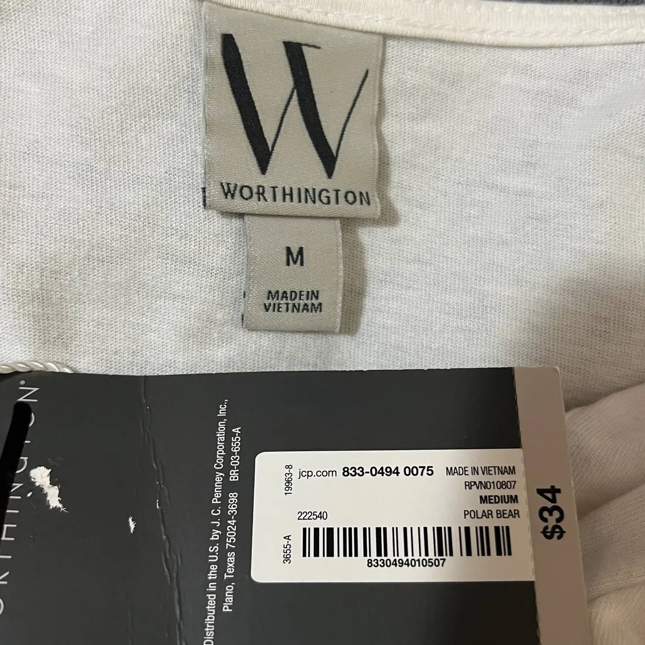 Worthington (M) Ruffle Short Bell Sleeve Split V Neck Blouse Tee Top Placket - Image 7