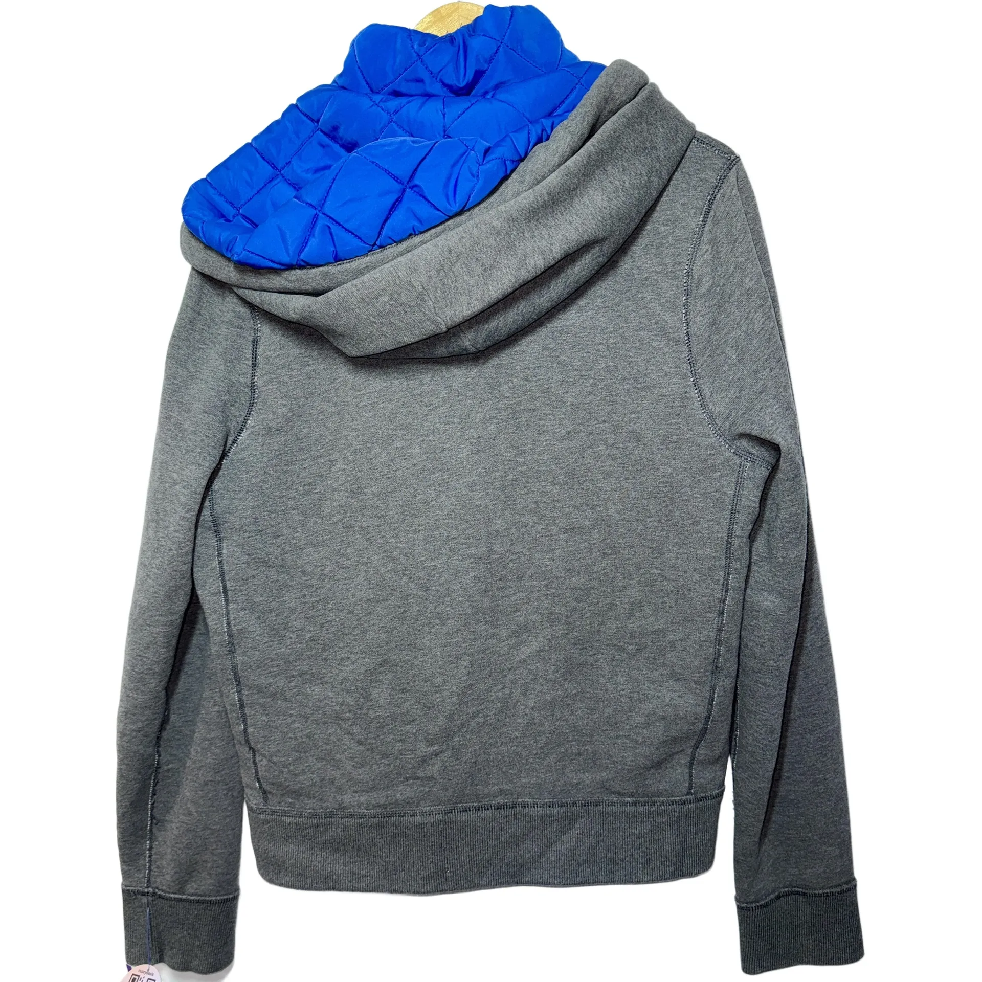 NEW Abercrombie & Fitch Gray Blue Quilted Long Sleeve Puffer Jacket Coat Size XL - Image 3