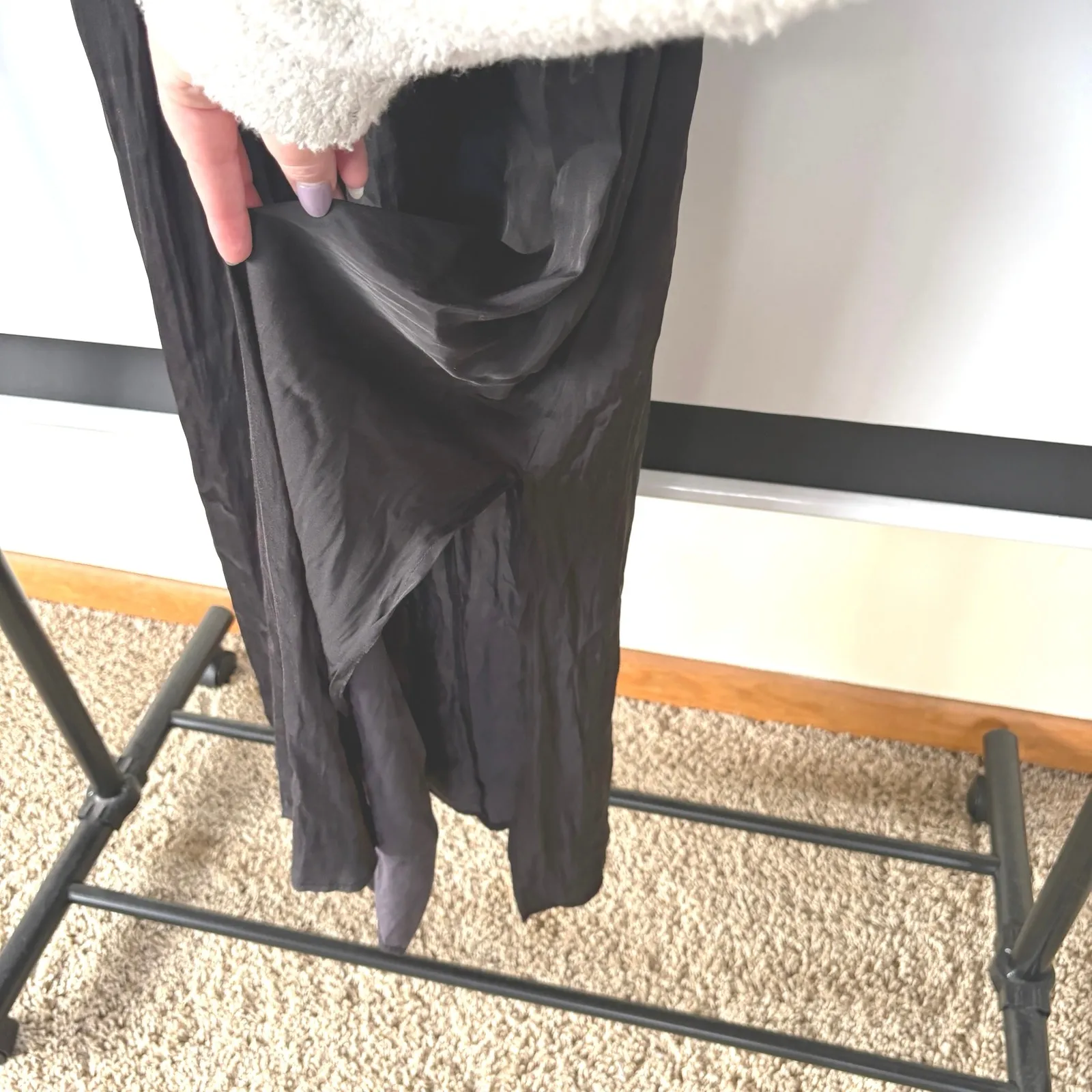 Old Navy Silky Black Plunge Neck Maxi Dress Elegant Wedding Guest Small Tall - Image 8