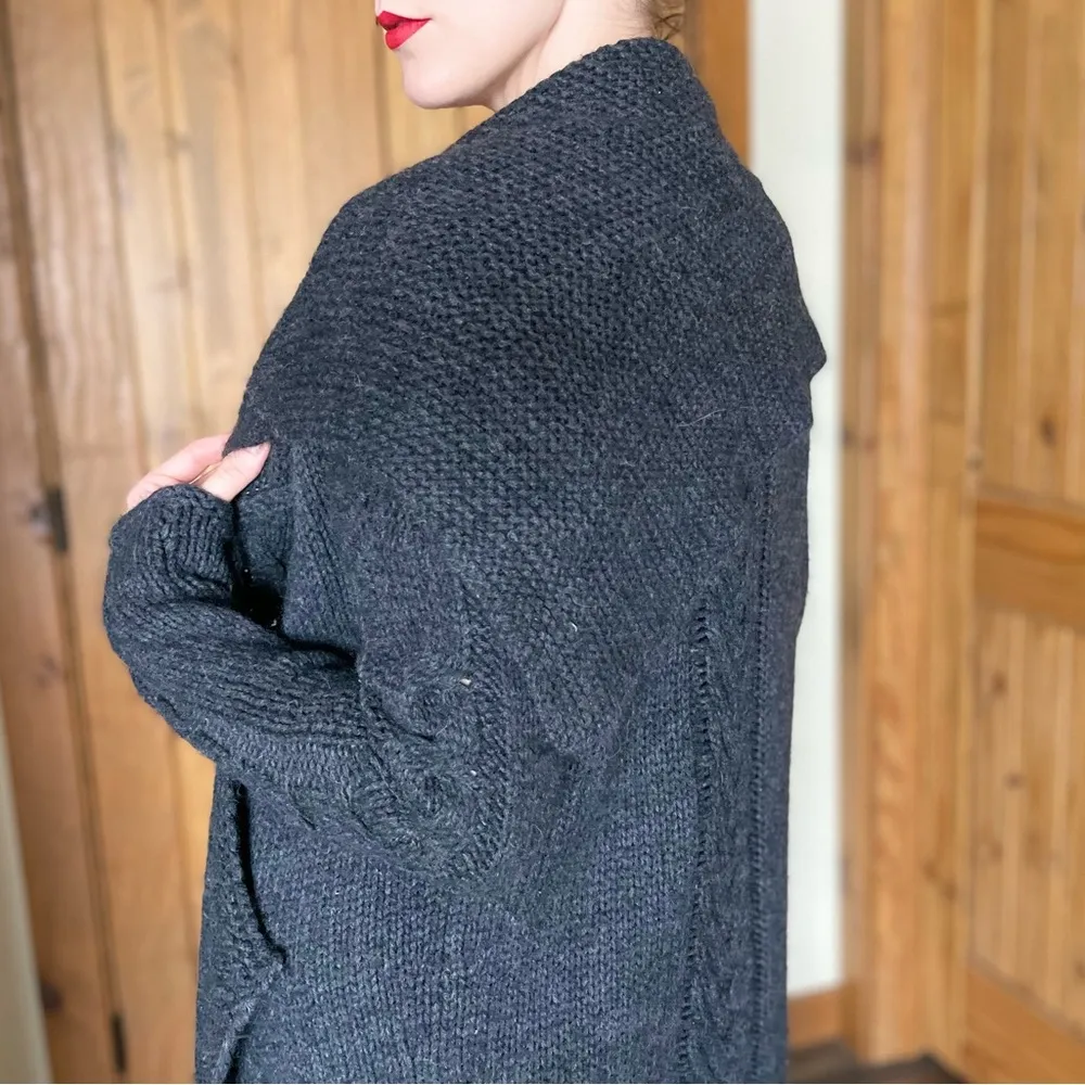 Vince Chunky Wool Knit Oversized Open Cardigan Sweater Medium - Image 2