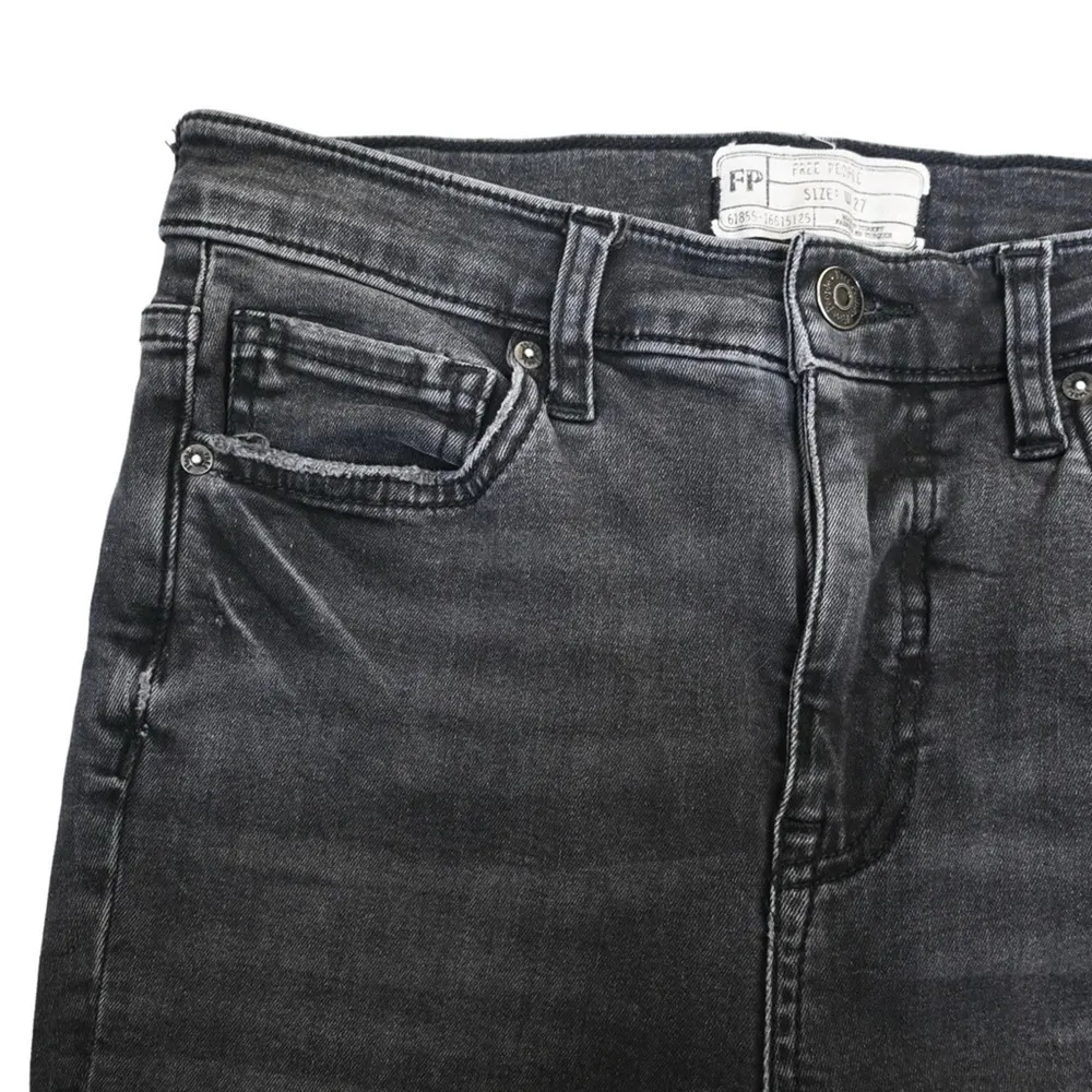 Free People Womens 27 Faded Black Distressed Skinny Jeans - Image 6