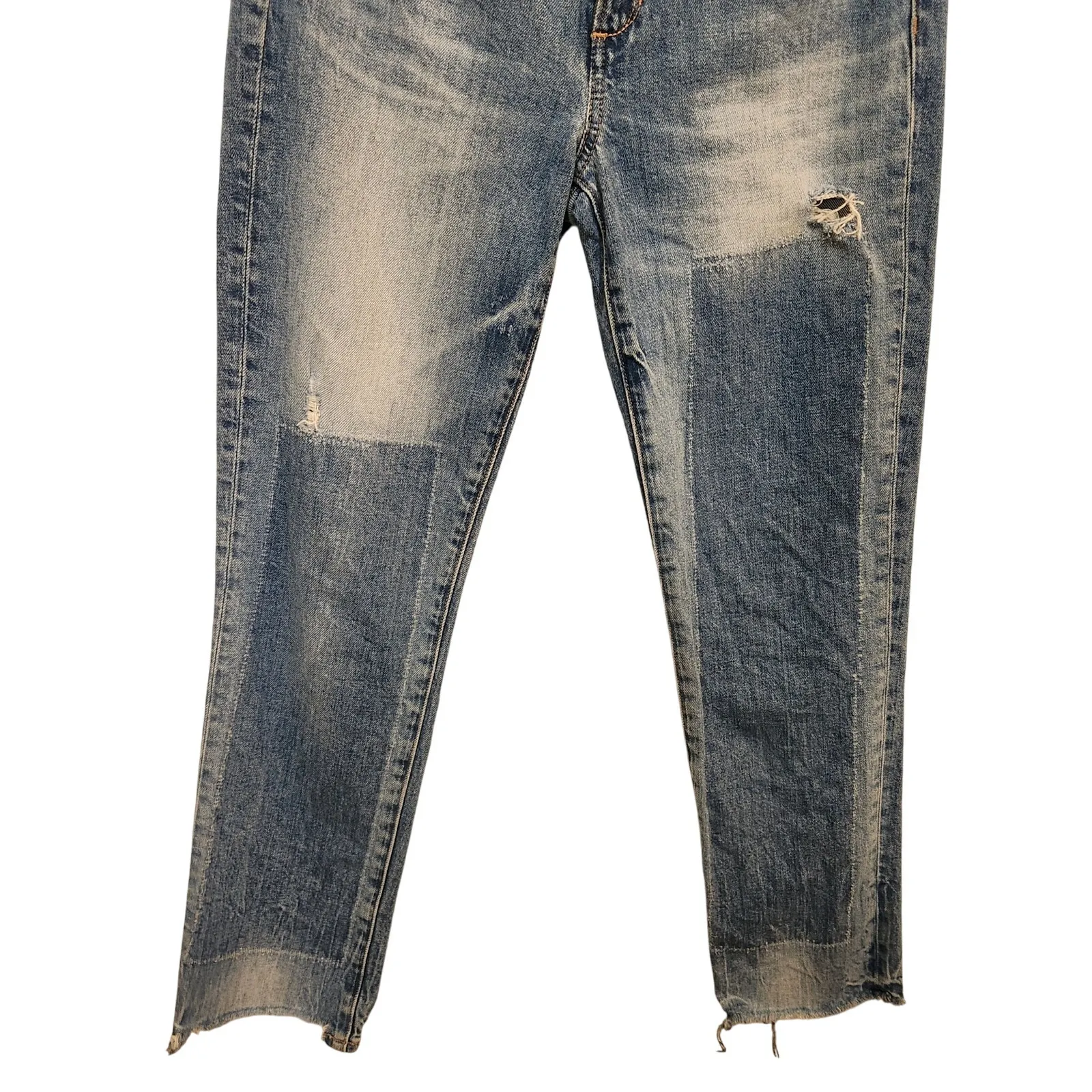 Joe's Jeans Blue Frayed Hem Distressed Lara Mid Rise Cigarette Ankle Jeans Sz 26 - Image 4