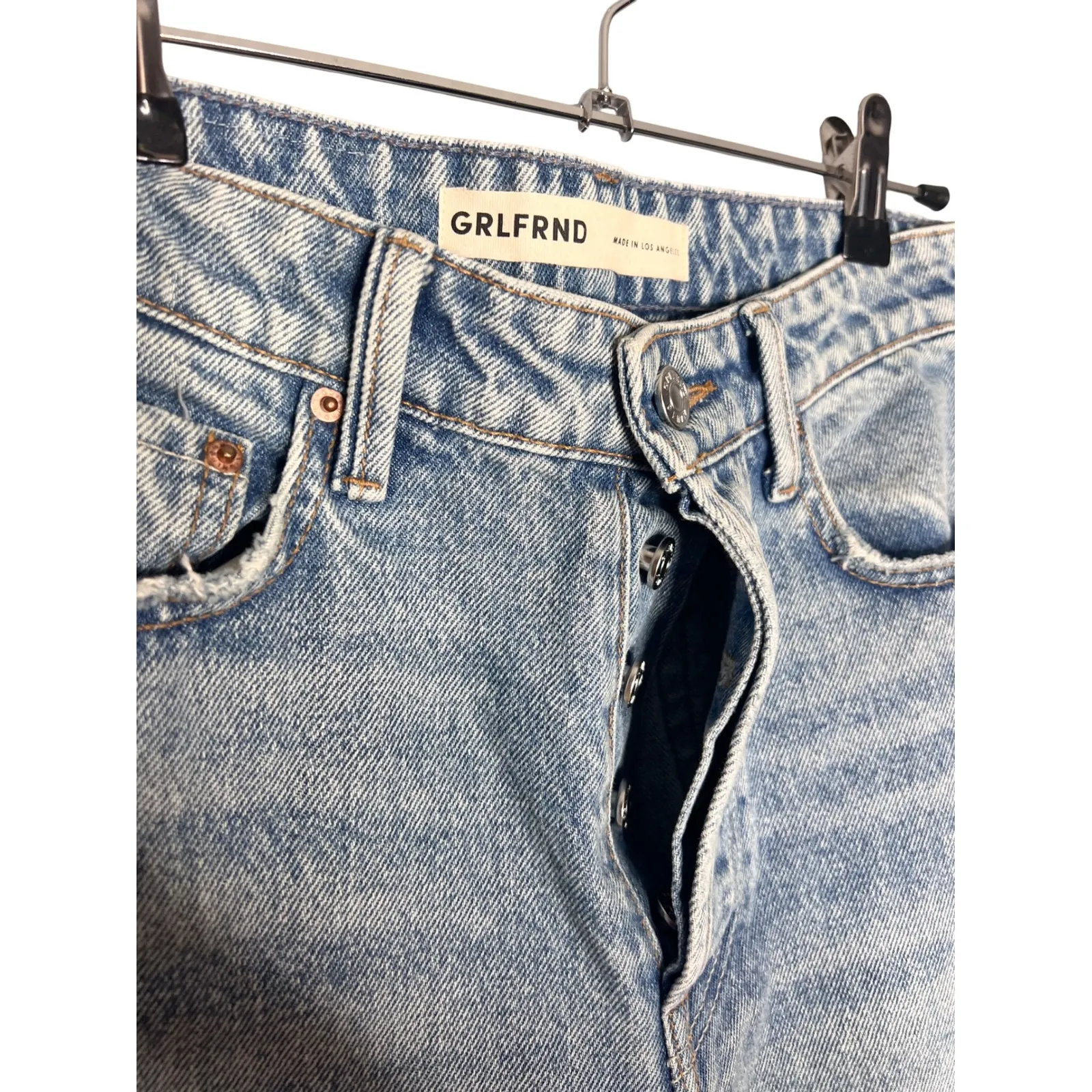 GRLFRND Karolina High Rise Straight Crop in Larchmont with Rips Size 25 - Image 6