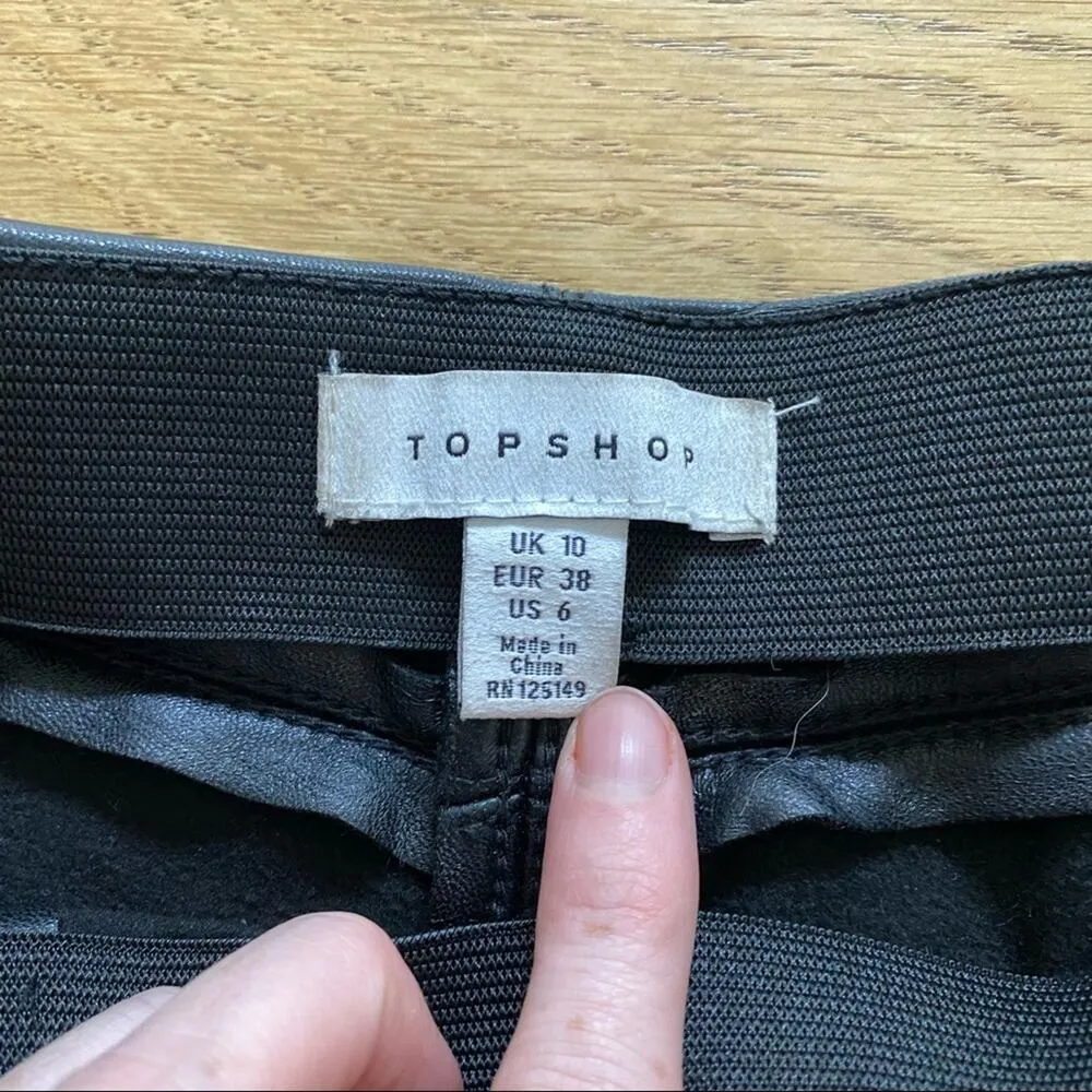 Top Shop - Faux Leather Skinny Seam Detail Pants / Leggings in Black - Image 3