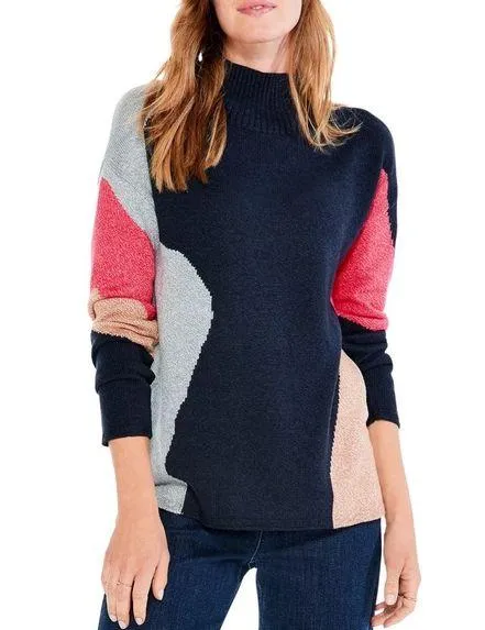 NIC+ZOE Petite Glowing Embers Sweater, Indigo Multi Size PP/PXS New w/Tag $158 - Image 1