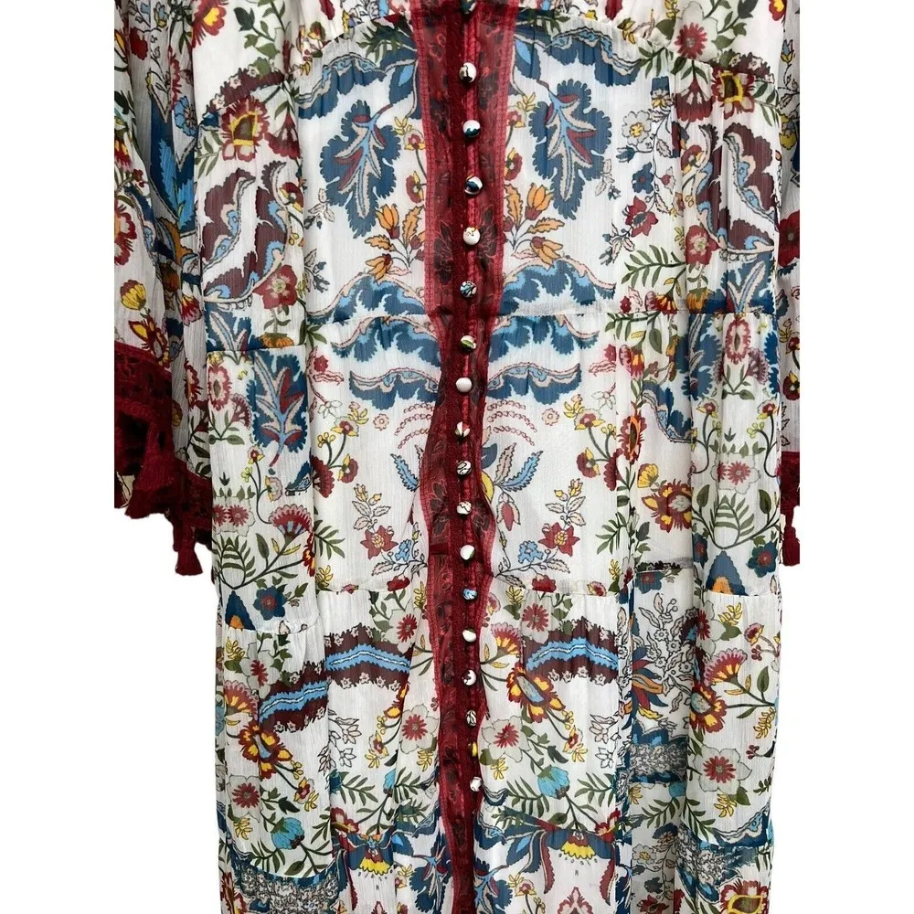 Alice + Olivia Alexandria Maxi Dress Nicky Hilton Floral Tassels Women’s Size 12 - Image 7