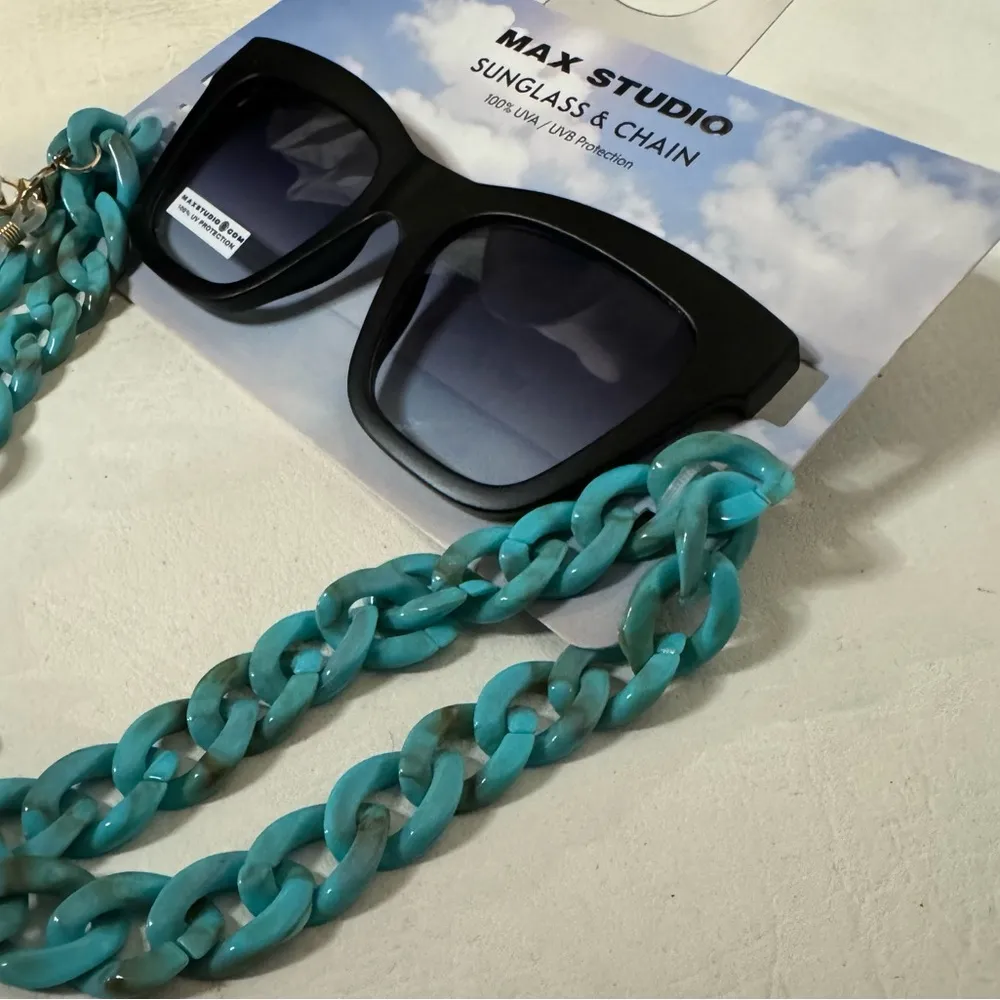 NWT Max Studio Cat eye glasses with chain - Image 2