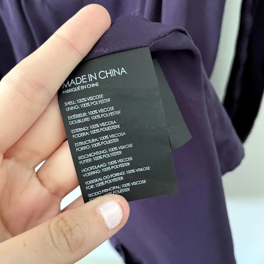 Club Monaco deep purple long sleeved cold shoulder ruffle sleeve dress formal - Image 4