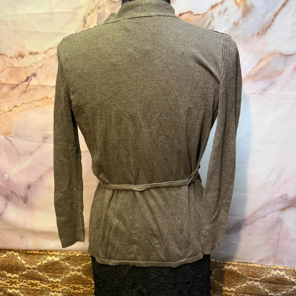 Daisy Fuentes Gray and Black Lace Cardigan Sweater - Image 4