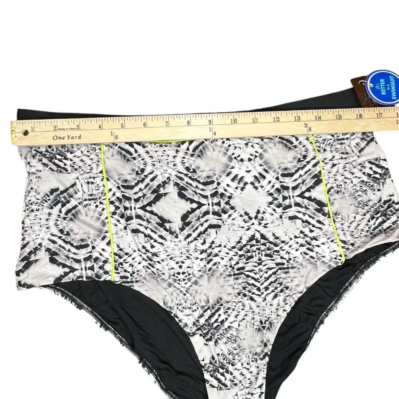 Swimsuits For All Tropiculture Bikini Bottom Women 18 Black Gray Abstract Resort - Image 4