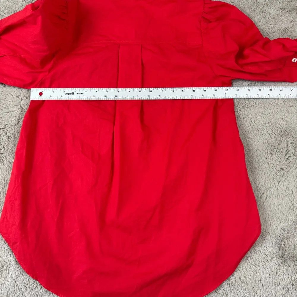 Maeve Anthropologie Tunic Top Puff Sleeve Red Blouse Collared Small - Image 2