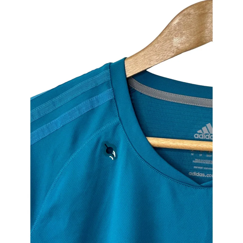 Adidas Supernova Blue & Gray Short Sleeve Athletic T-Shirt Zipper Pocket Large - Image 10