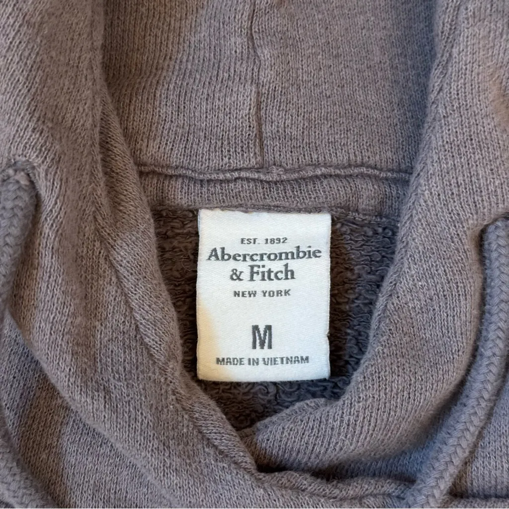 Abercrombie & Fitch Taupe Brown 100% Cotton Hooded Sweatshirt Women’s Size M - Image 8