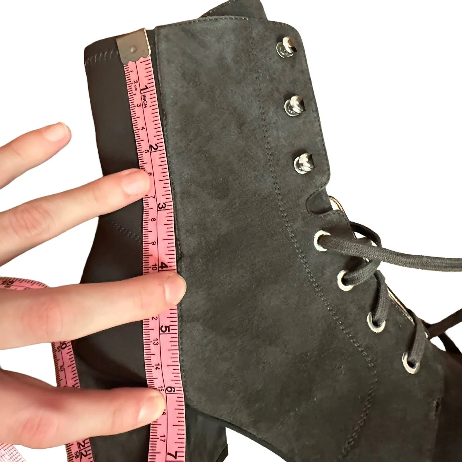 NEW Stuart Weitzman Lace Up Boots Grey Suede - Image 10
