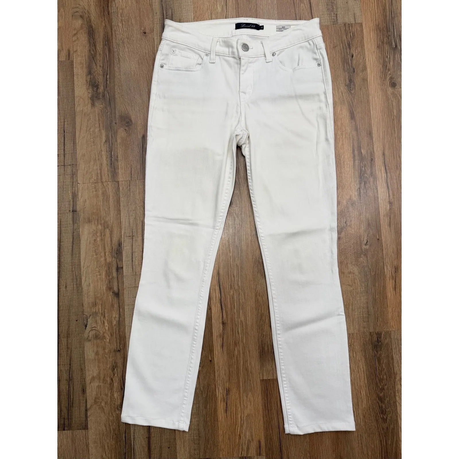 Level 99 Lily Skinny Straight White Jeans Size 27 Mid Rise Stretch - Image 2