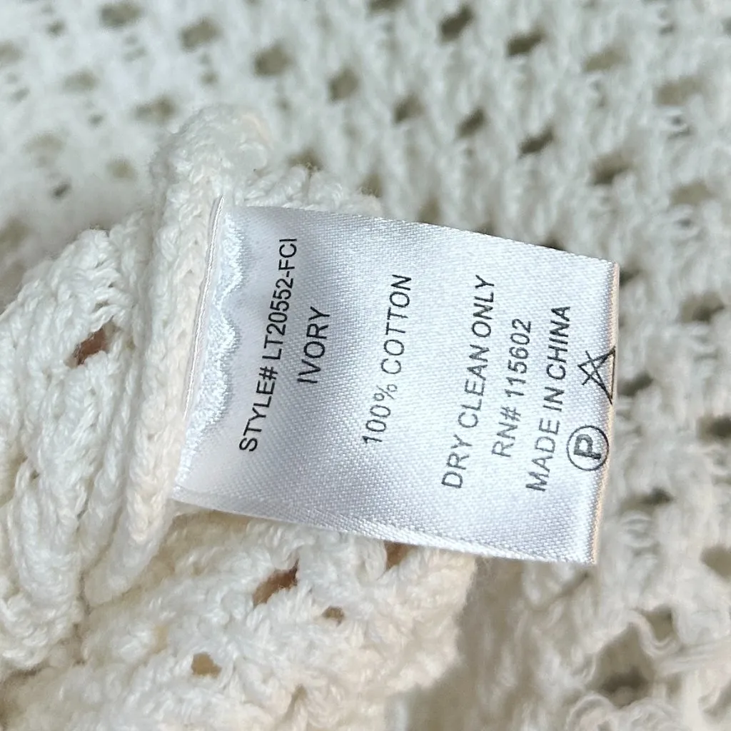 ALL IN FAVOR Open Stitch Cotton Sweater in White Size Small - Image 7