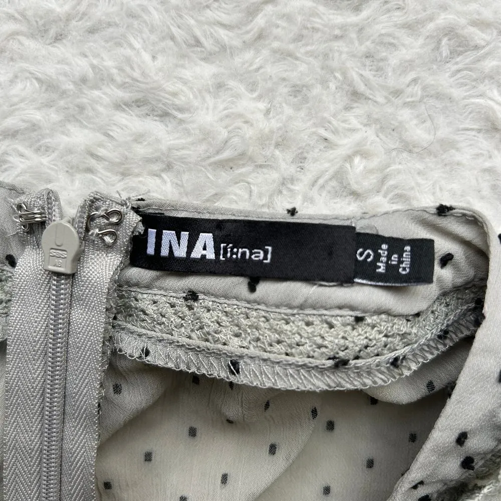 Dusky Blue Polka Dot Ruffle Dress Size Small - Image 10