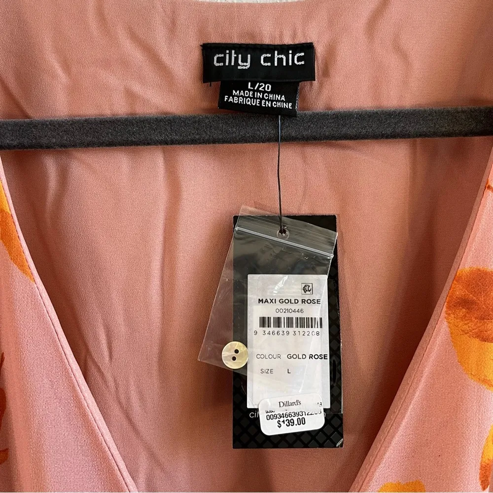 City Chic Dress Rose Floral Print V-Neck Long Sleeve A-Line Maxi Dress Sz 20 NWT - Image 6