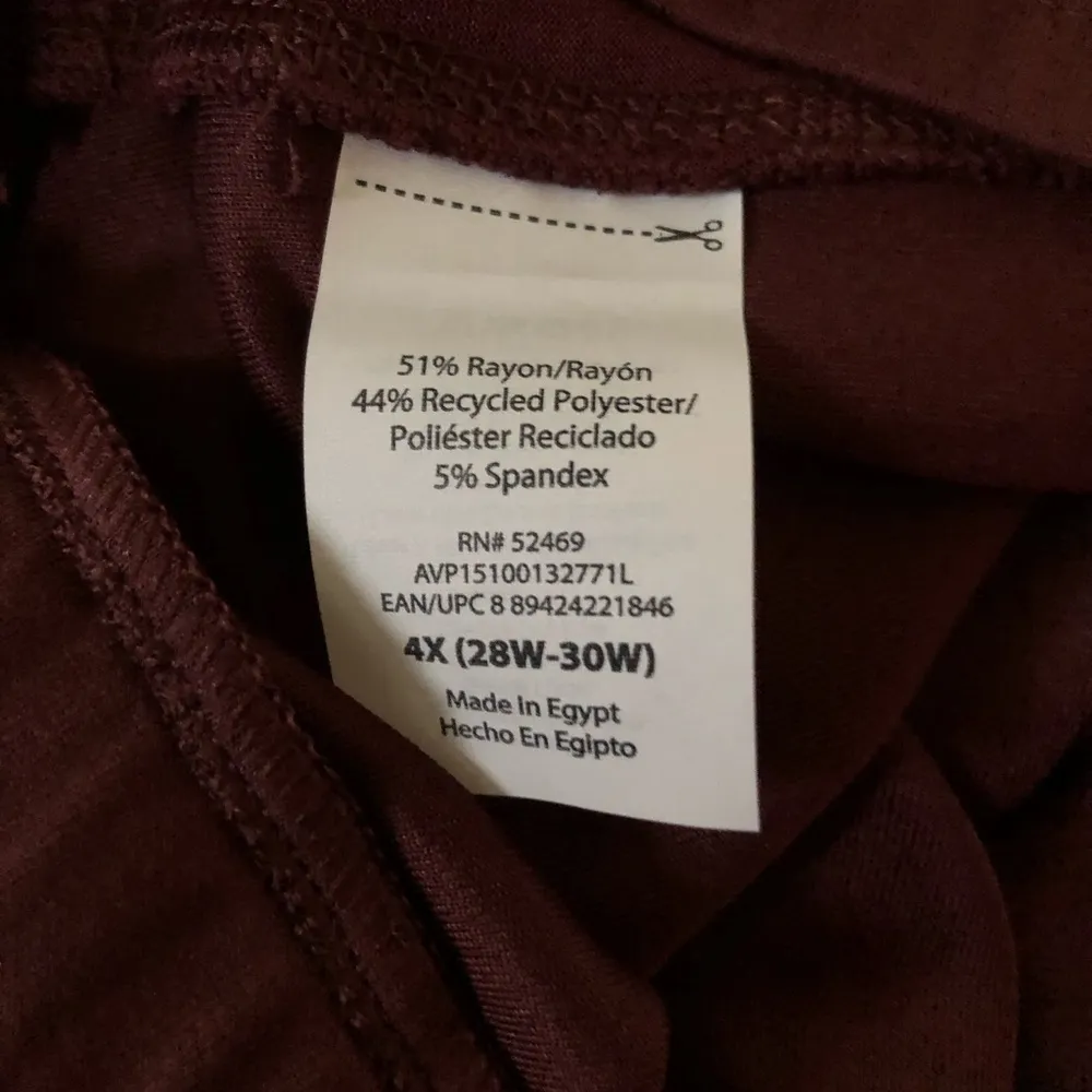 AVIA Pull On Athlesure Pants Size 4X 28W-30W Womens Side Pockets Burgundy New - Image 6
