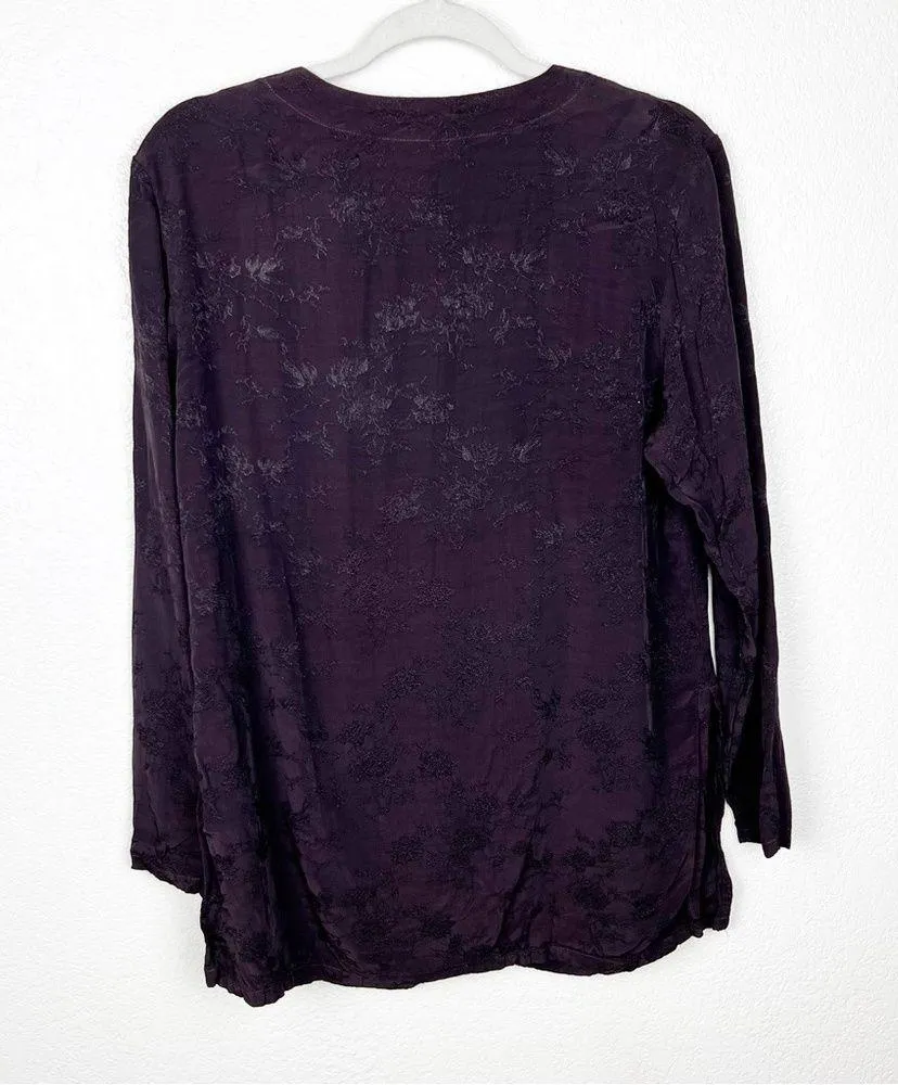 Bryn Walker Chocolate Brown Top Button Open Front Long Sleeve Blouse Size Small - Image 9