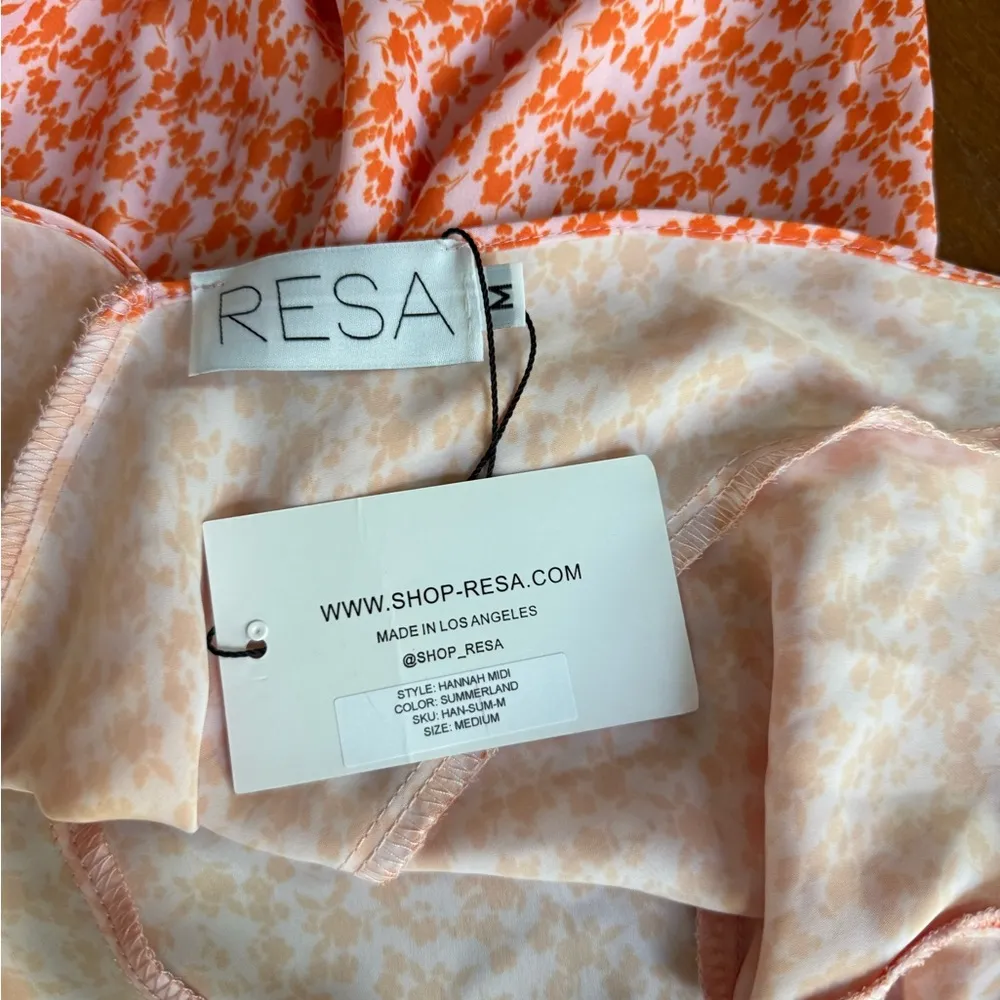 Revolve RESA Hannah Slip Dress Womens Medium Orange Floral Midi NWT Missing Sash - Image 2