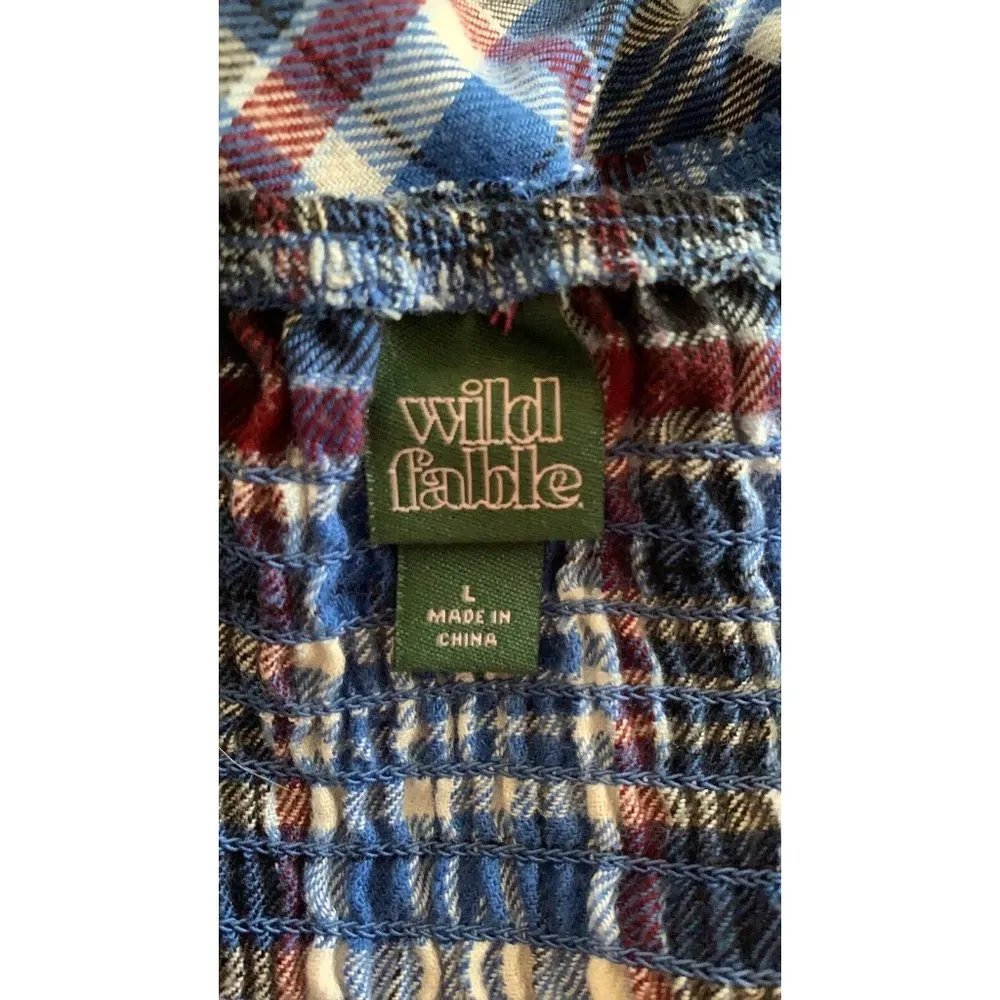 Wild Fable Blue Plaid V-Neck Short Sleeve Crop Top Junior’s LARGE Excellent Y2K - Image 6