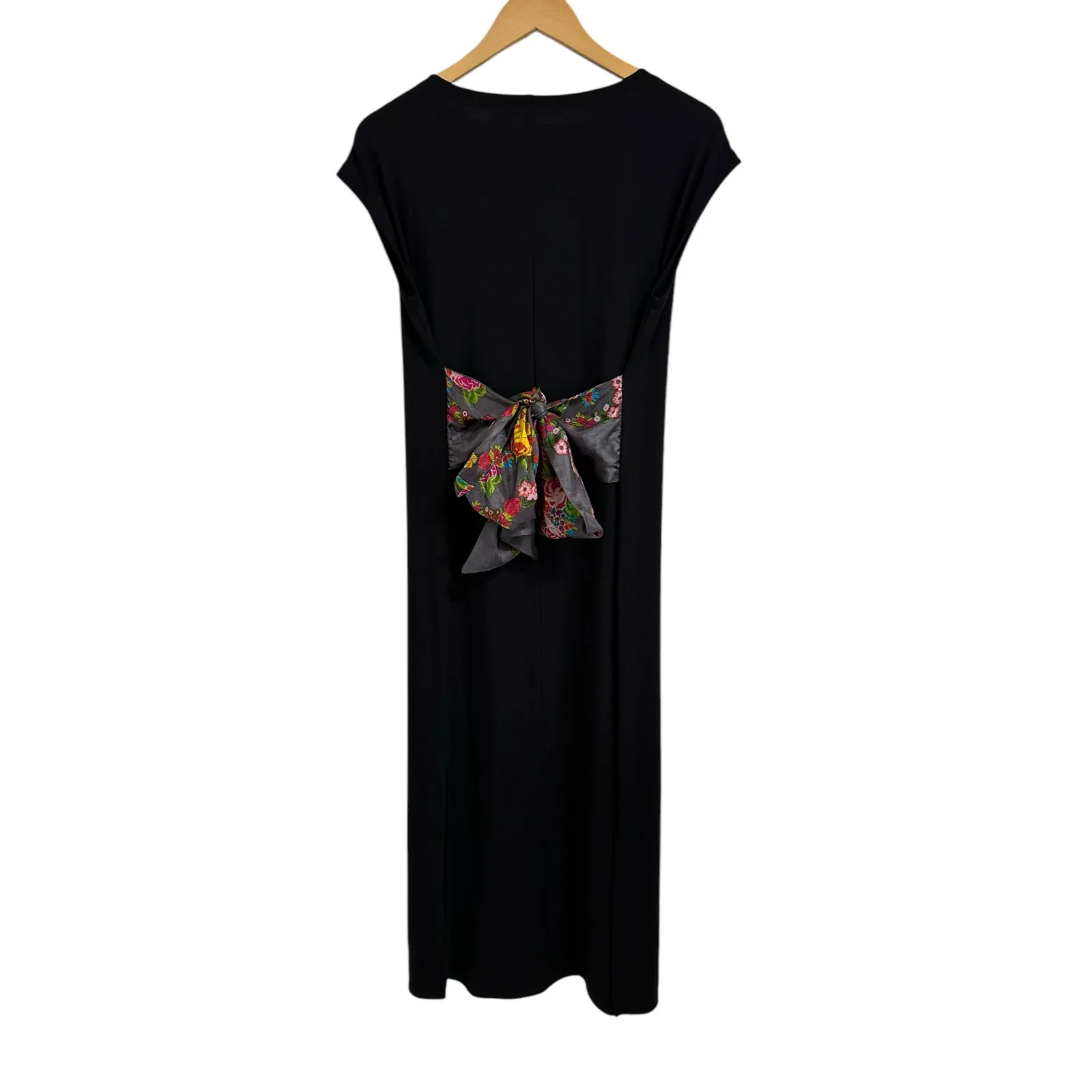 Johnny Was Calme‎ women's black scarf tie midi dress size Small - Image 2