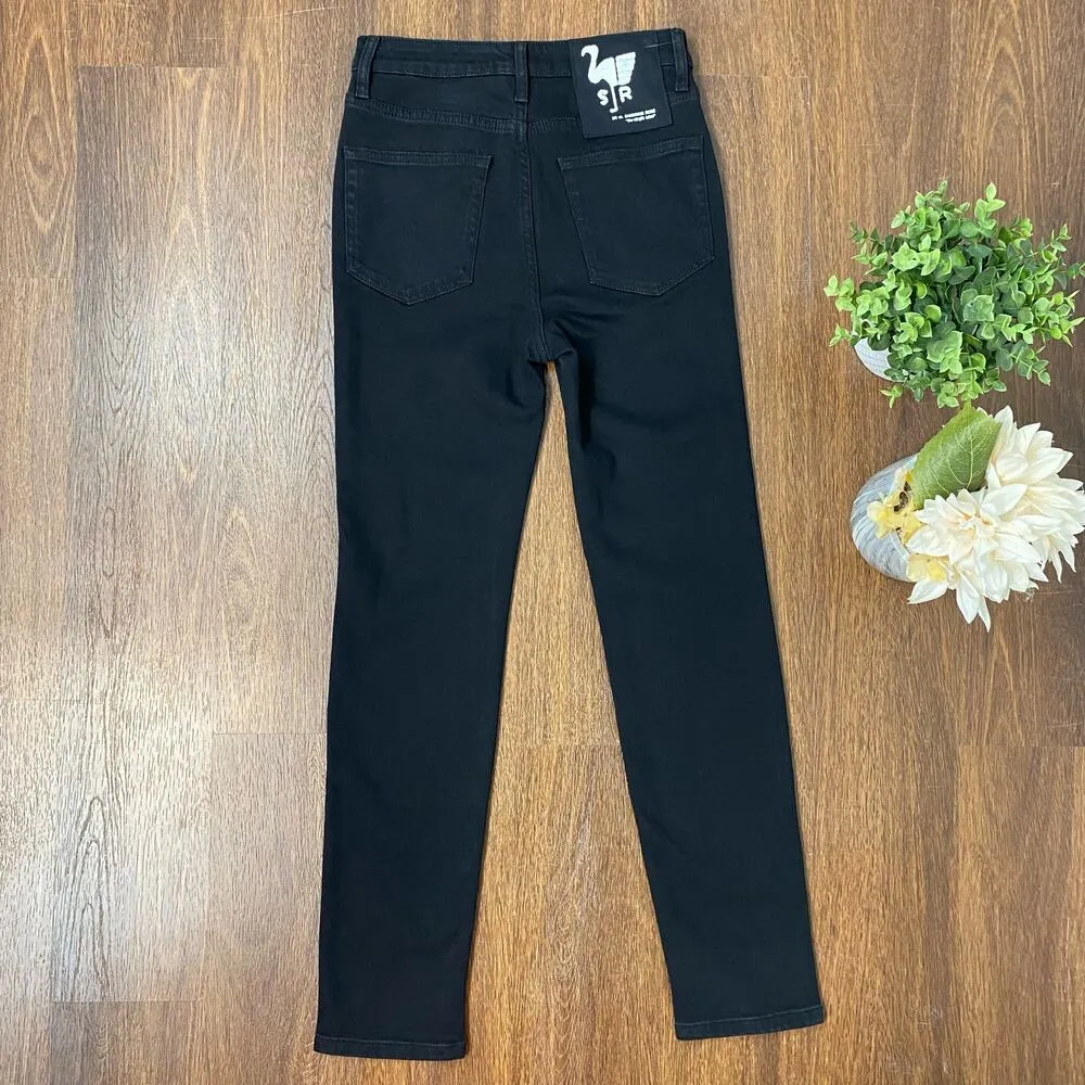 Free People X Sandrine Rose Black Slim Straight Jeans High Rise Size 27 - Image 5