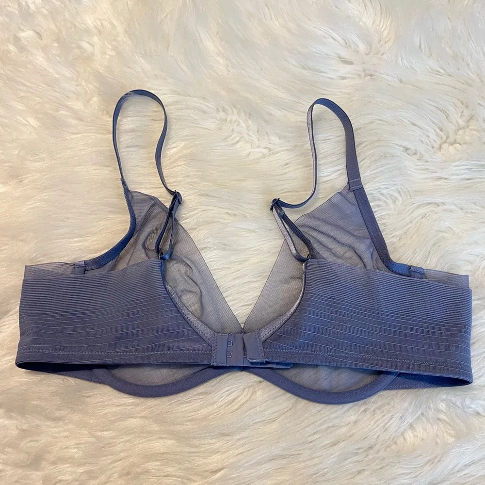 Luvlette Sheer See Through Bra Size 38B Blue Underwire Adjustable Straps - Image 7
