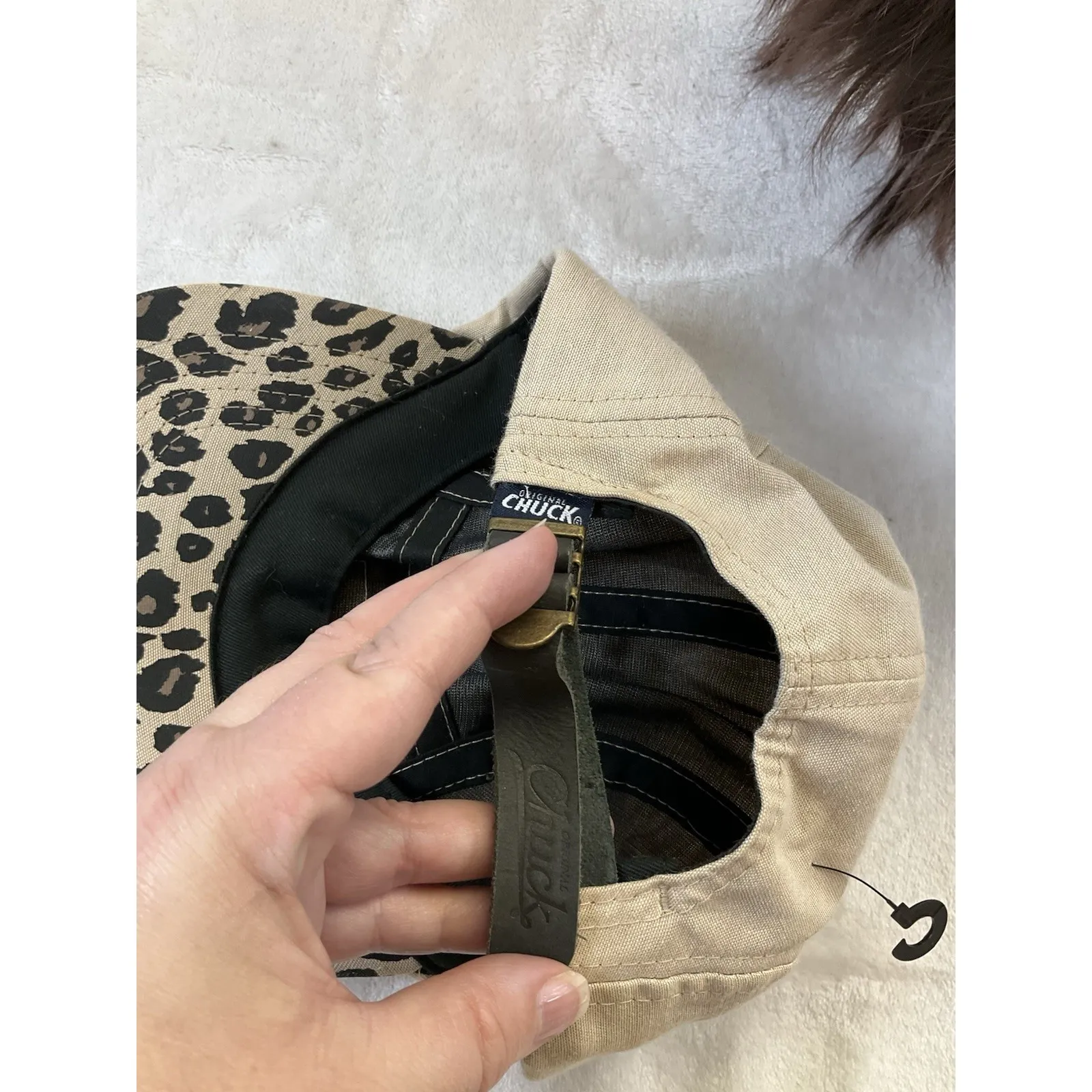 Original Chuck Hat 5 Panel Cap Adult Leopard Tan Strapback Adjustable Brown - Image 6