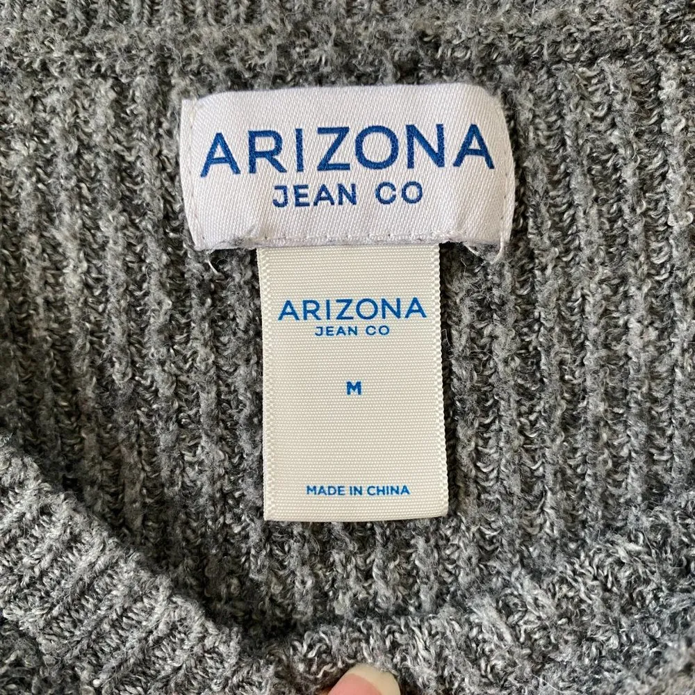 Arizona Jean Co. women's medium gray long sleeve sweater stripes stretchy - Image 11