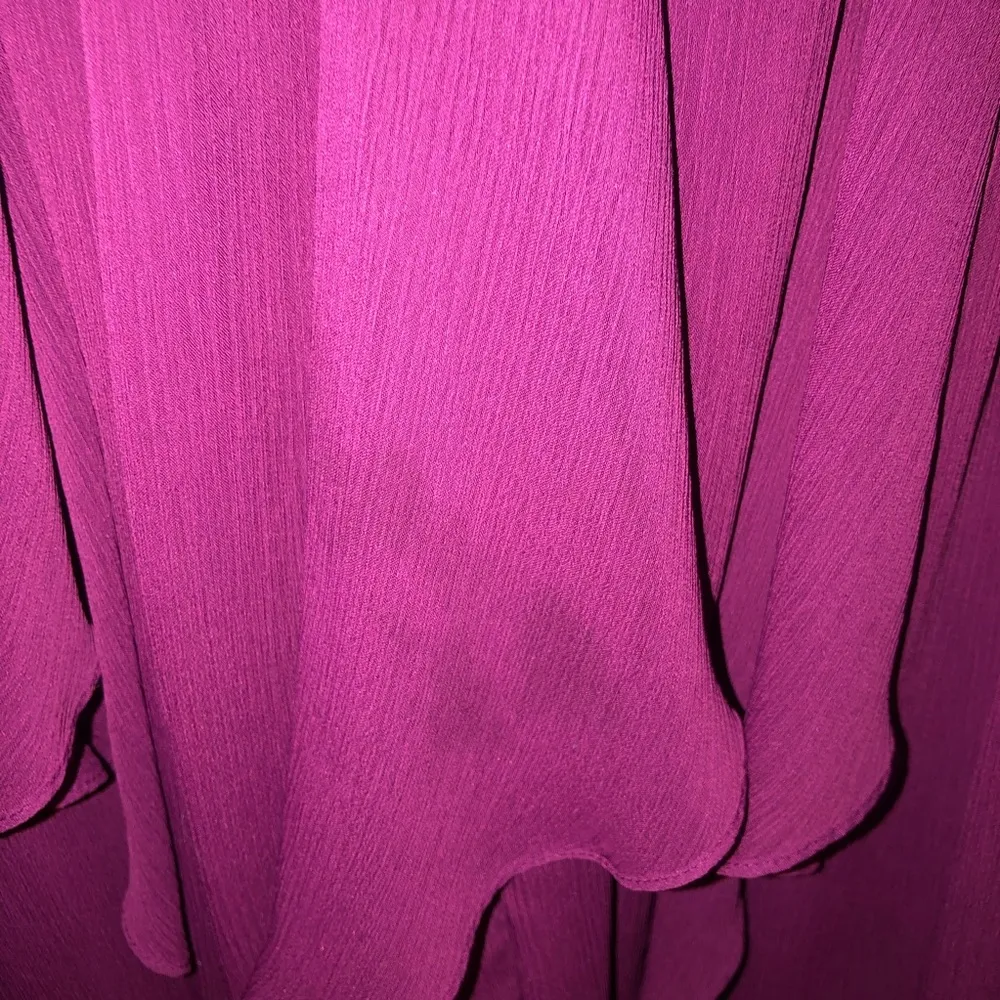 David’s Bridal Ruffle Pleated Spaghetti Strap Cocktail Bridesmaid Dress purple 2 - Image 6