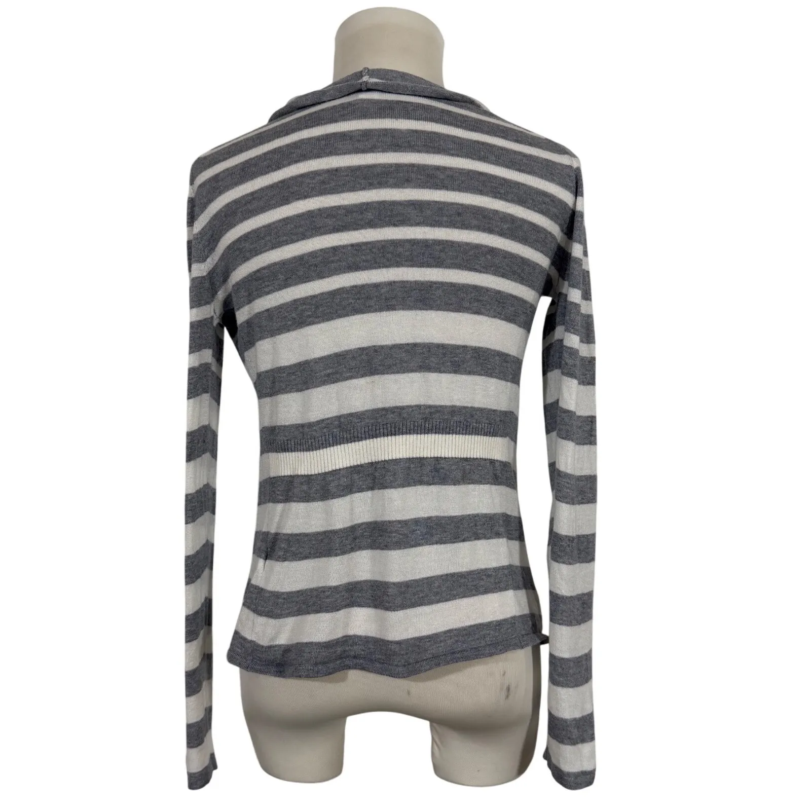 Banana Republic Petite XS Striped Wrap Cardigan Sweater Long Sleeve Cotton Wool - Image 4