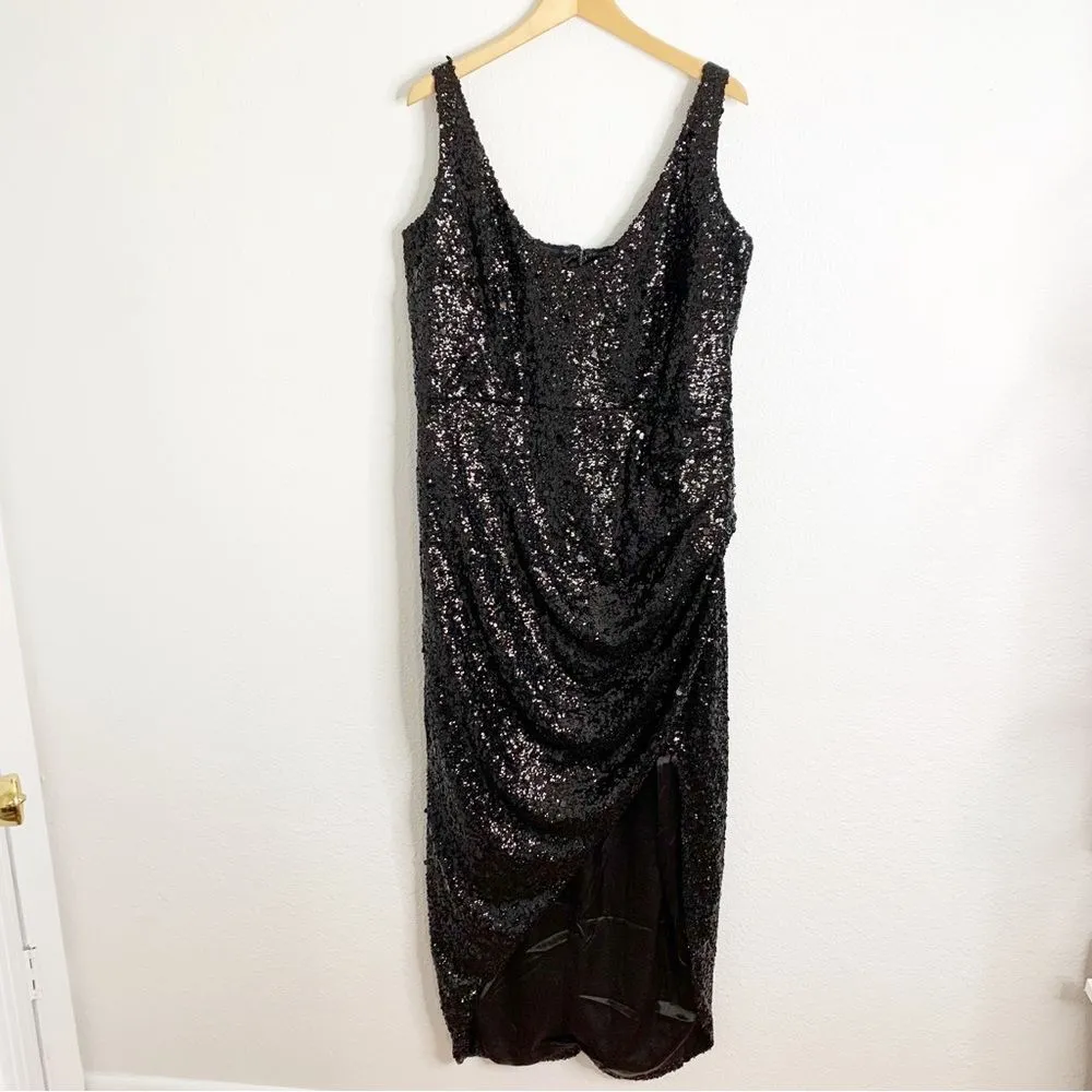 City‎ Chic Black Star Desire Sequin Maxi Dress Size 16 - Image 2