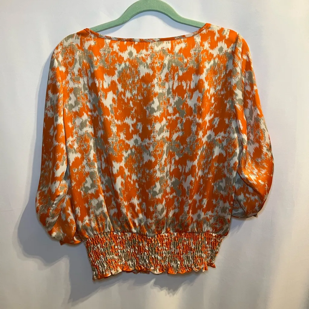Michael Kors Orange & White Blouse Women’s Size Medium - Image 2