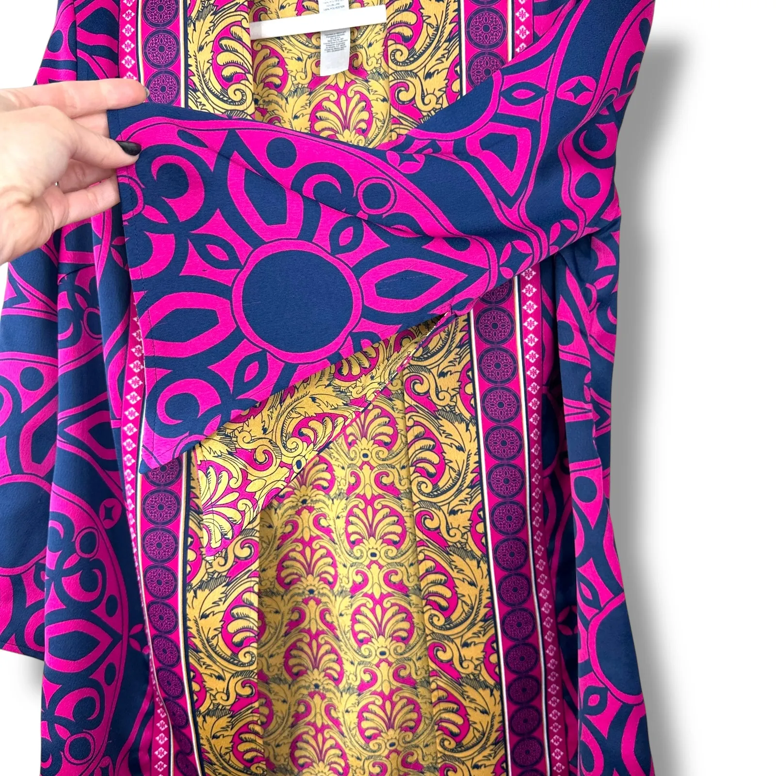 Chico's NWOT Satin Paisley Printed Reversible Open Front Kimono Duster Jacket - Image 6