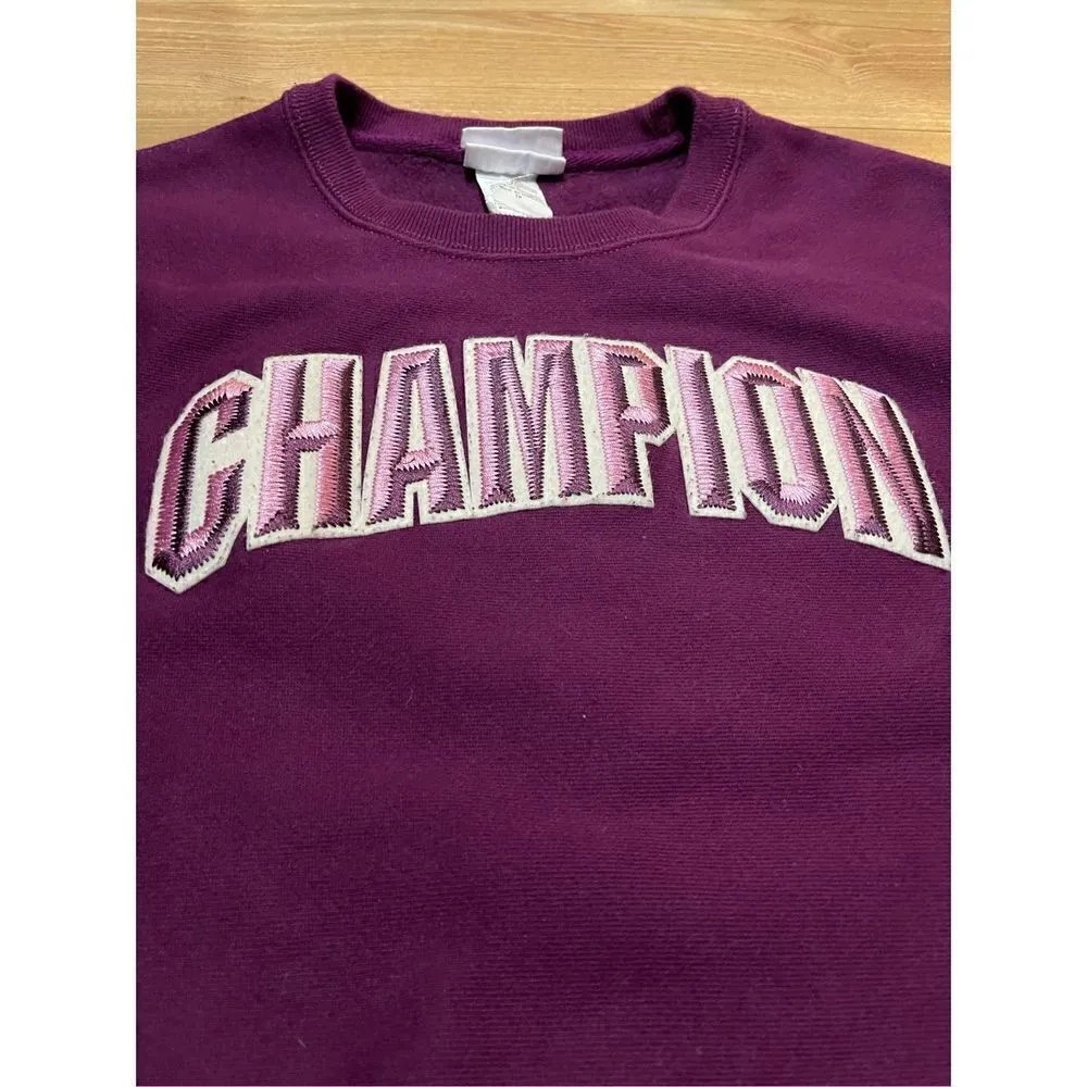 Champion embroidered purple crewneck size xs - Image 2
