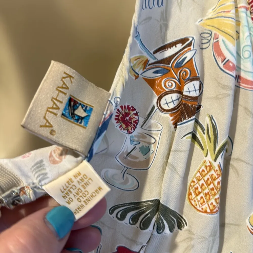 Kahala Sun Dress Sleeveless Hawaiian Backyard Luau Sheath Ruffle Hem 6 Tan - Image 4