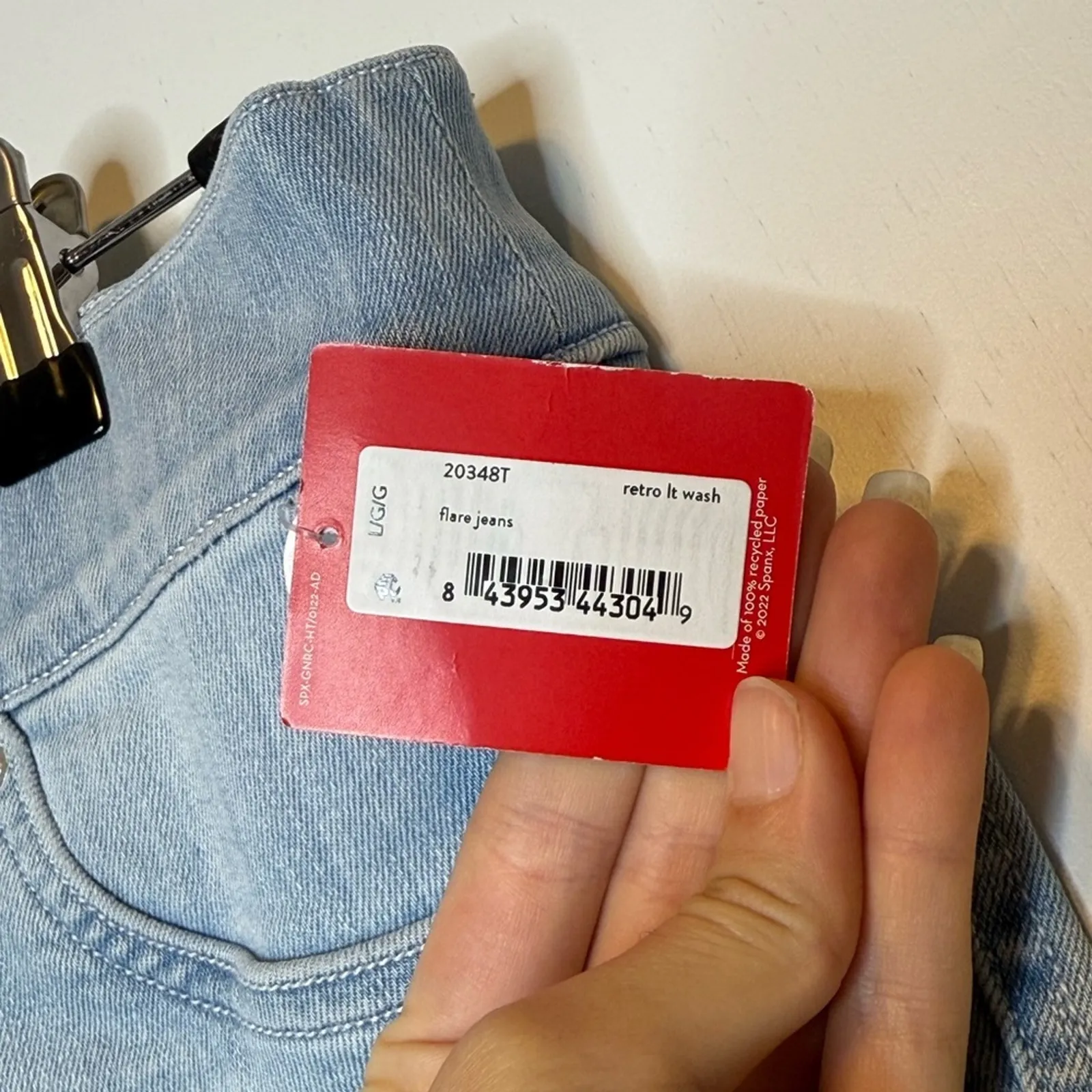 NWT Spanx Pull-on Stretchy Retro Light Wash Flare Leg Jean SZ Large - Image 6