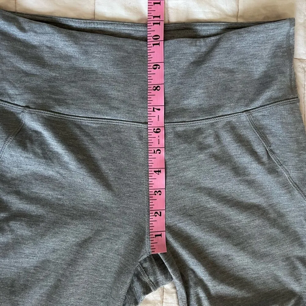 Athleta Chaturanga High Rise Grey with White Mesh Stripe Yoga Athletic Pants - L - Image 7