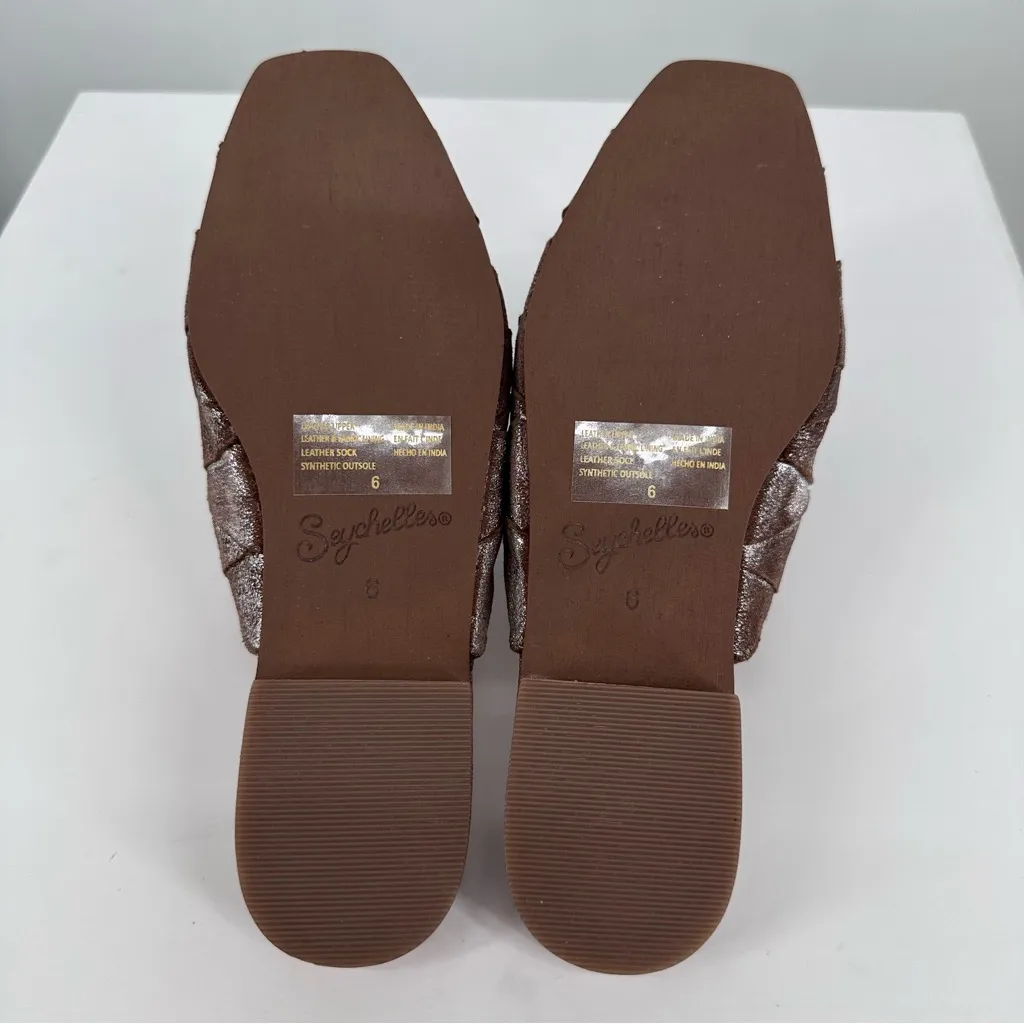 Seychelles To Die For Metallic Pewter Leather Mules size 6 New in Box Flats - Image 9