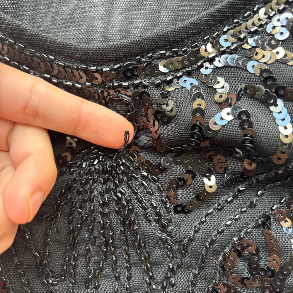 Black Sequin and beaded micro mesh sheer Embellished Top - Image 8