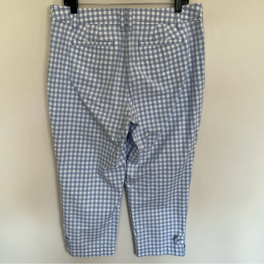 Talbots Perfect Crop Gingham Plaid Pant Sunrise White‎ & Blue Women’s Size 12 P - Image 15