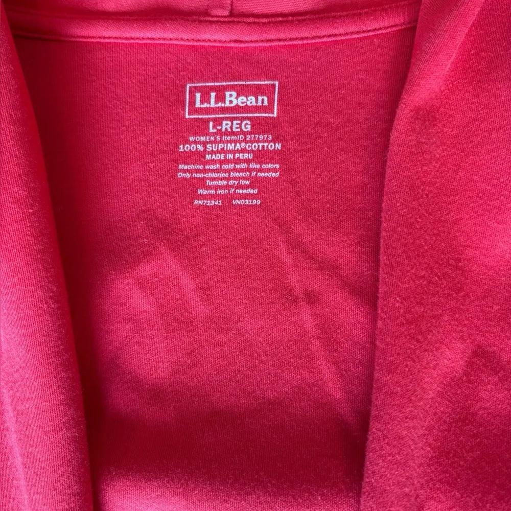 LL Bean Open Front Shawl Cardigan Sweater Supima Cotton Women Large Red - Image 6